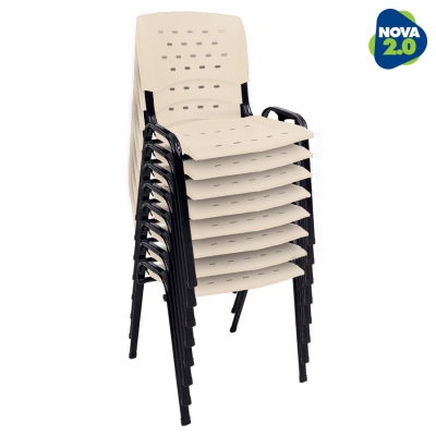 Kit 8 Cadeiras WP Flex Polipropileno Bege