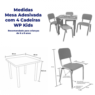 Mesa Adesivada com 4 Cadeiras WP Kids Lilás