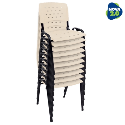 Kit 10 Cadeiras WP Flex Polipropileno Bege