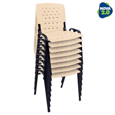 Kit 8 Cadeiras WP Flex Polipropileno Bege