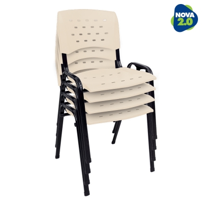 Kit 4 Cadeiras WP Flex Polipropileno Bege