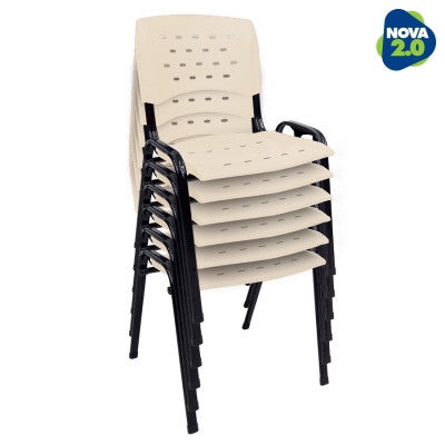 Kit 6 Cadeiras WP Flex Polipropileno Bege