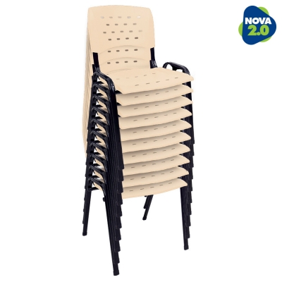 Kit 10 Cadeiras WP Flex Polipropileno Bege