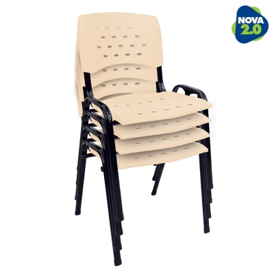 Kit 4 Cadeiras WP Flex Polipropileno Bege